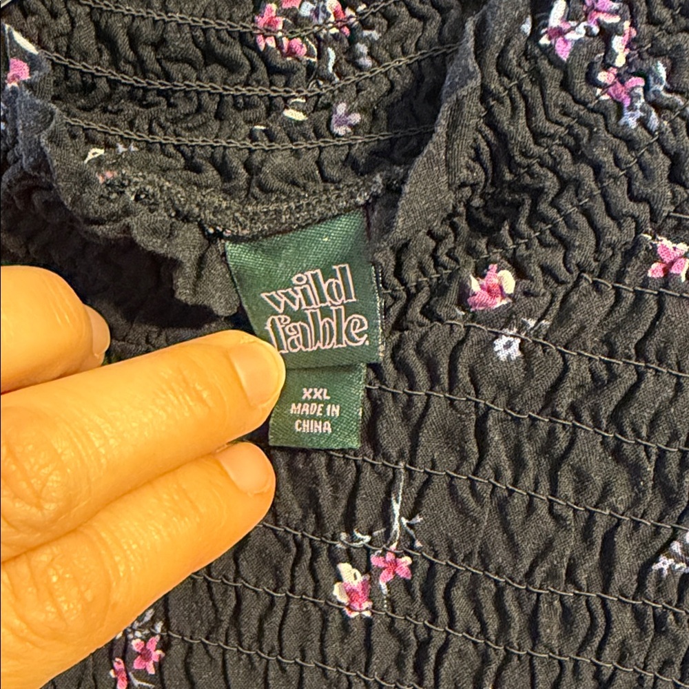 Wild Fable Black Floral High-neck Babydoll Dress - Picture 2 of 8